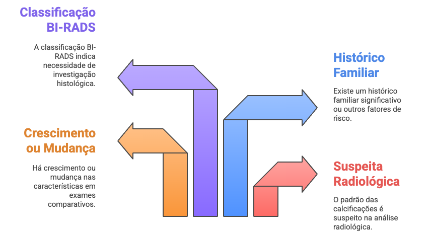 Fluxograma de decisão para biópsia de calcificações mamárias baseado em critérios clínicos